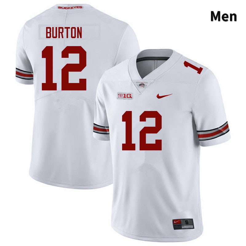 Ohio State Buckeyes Caleb Burton Men's #12 White Authentic Stitched College Football Jersey